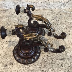 COPY - Two Home Interiors scone,  candles holders. One is damage.